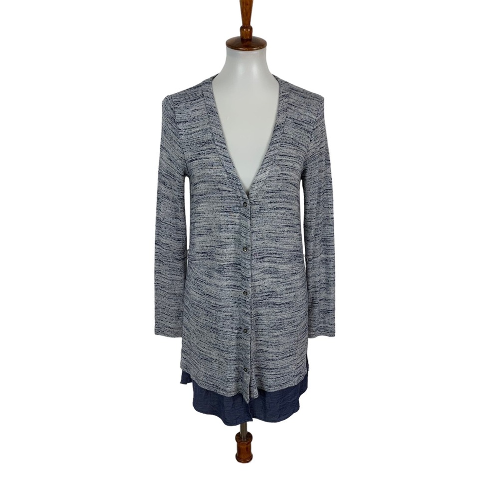 Dolan Cardigan XS Blue Button Front Soft Knit Minimalist Cozy Layering Piece